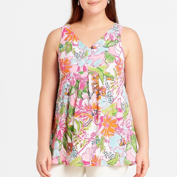 Lilly Pulitzer Nosie Posie V-Neck Tunic Tank Top XS NWT - Picture 1 of 7